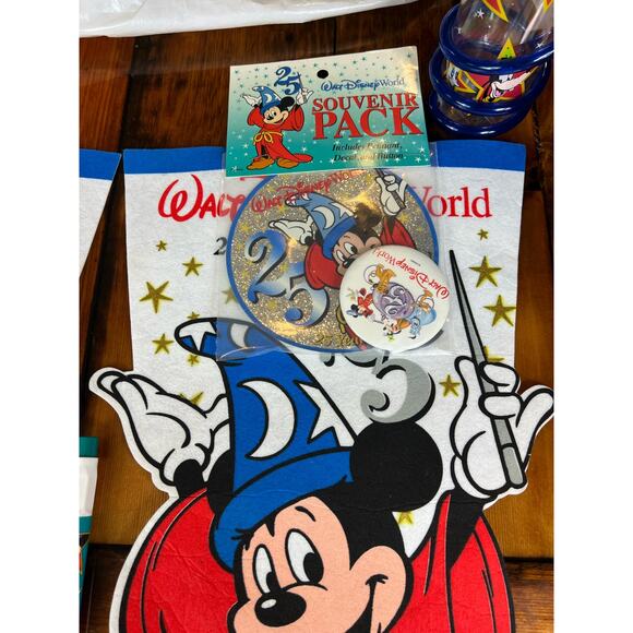 Vintage Walt Disney World 25 year Souvenir Pack banners button cups & pens - Picture 6 of 14